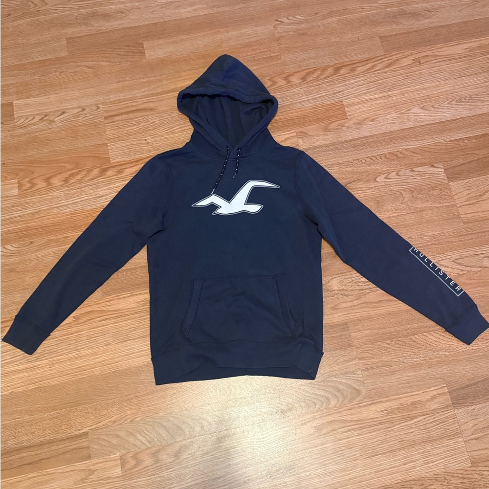 Hollister California Logo Hoodie Navy Blue Pullover Men's Size S